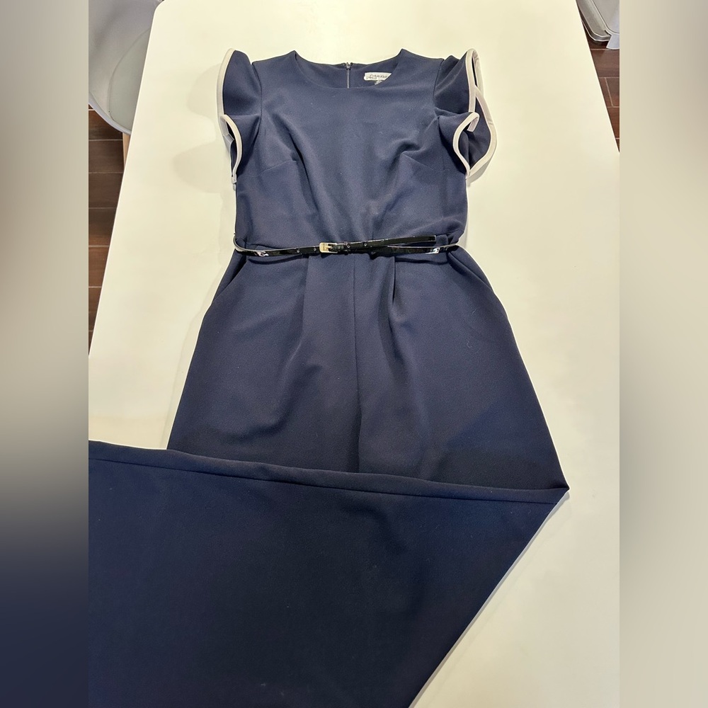 Calvin Klein Navy Jumpsuit with Black Belt